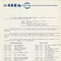 CREA: Cuzin Richard Entertainment Agency [invitation] First annual CREA showcase, September 10, 1984.